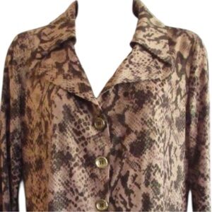 Simonton Says Snakeskin Brown Metalic Tunic Top SZ XL